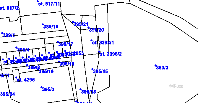 Parcela st. 3398/2 v KÚ Humpolec, Katastrální mapa