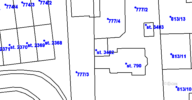 Parcela st. 3482 v KÚ Humpolec, Katastrální mapa