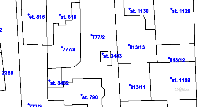 Parcela st. 3483 v KÚ Humpolec, Katastrální mapa