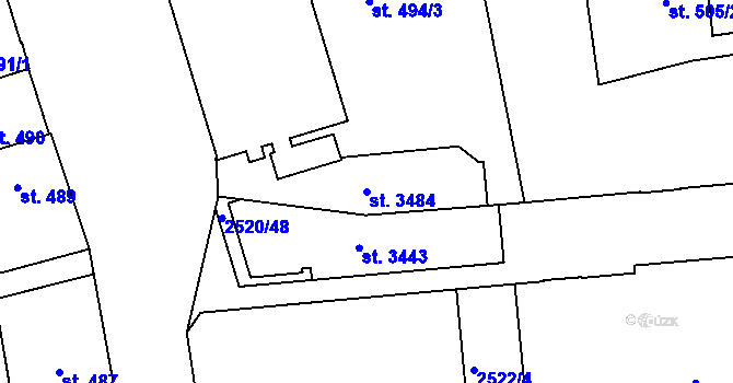 Parcela st. 3484 v KÚ Humpolec, Katastrální mapa