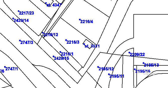 Parcela st. 3511 v KÚ Humpolec, Katastrální mapa