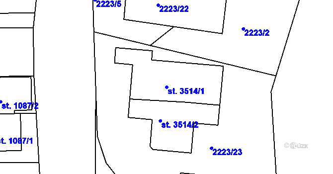 Parcela st. 3514/1 v KÚ Humpolec, Katastrální mapa