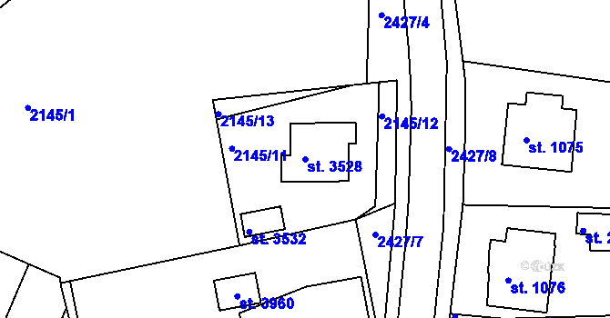 Parcela st. 3528 v KÚ Humpolec, Katastrální mapa
