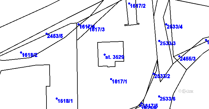 Parcela st. 3529 v KÚ Humpolec, Katastrální mapa
