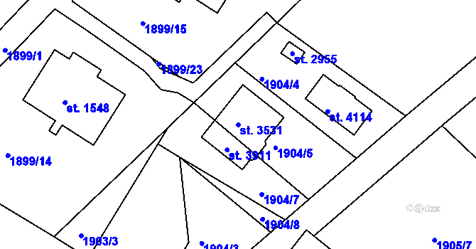 Parcela st. 3531 v KÚ Humpolec, Katastrální mapa