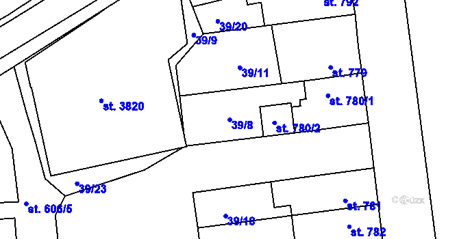 Parcela st. 39/8 v KÚ Humpolec, Katastrální mapa