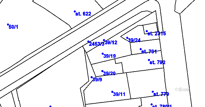 Parcela st. 39/19 v KÚ Humpolec, Katastrální mapa