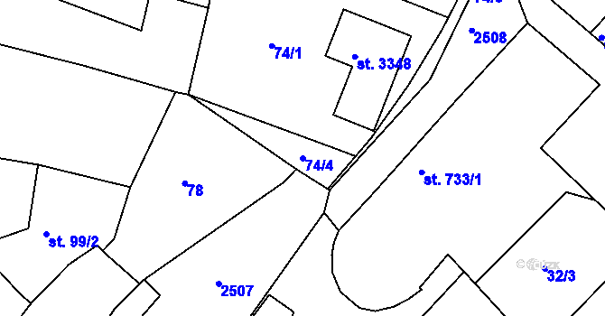 Parcela st. 74/4 v KÚ Humpolec, Katastrální mapa
