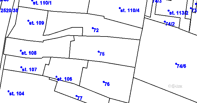 Parcela st. 75 v KÚ Humpolec, Katastrální mapa