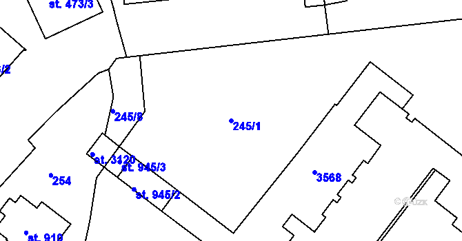 Parcela st. 245/1 v KÚ Humpolec, Katastrální mapa