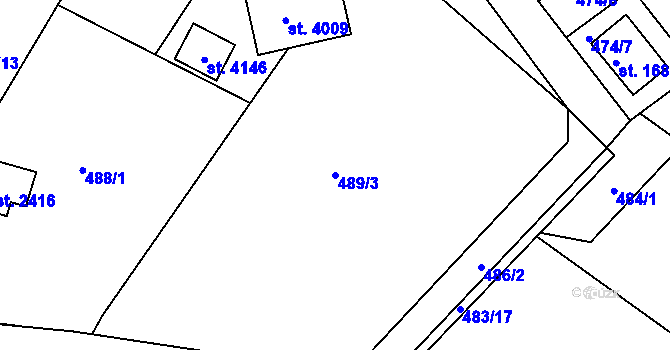 Parcela st. 489/3 v KÚ Humpolec, Katastrální mapa