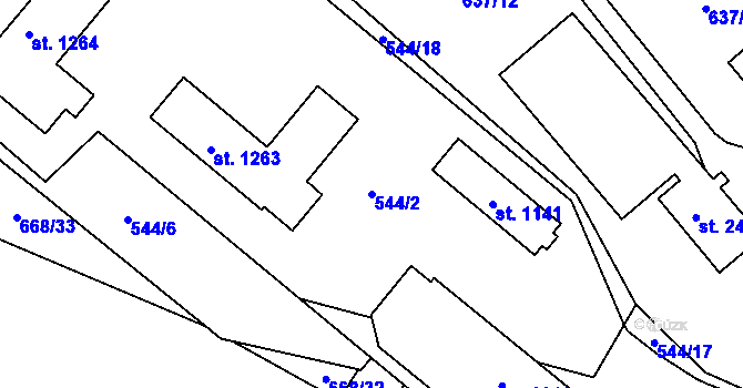 Parcela st. 544/2 v KÚ Humpolec, Katastrální mapa