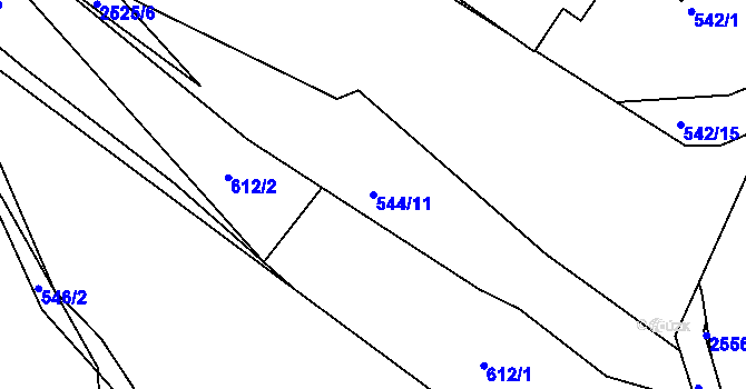 Parcela st. 544/11 v KÚ Humpolec, Katastrální mapa