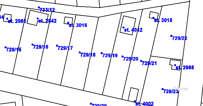 Parcela st. 729/19 v KÚ Humpolec, Katastrální mapa