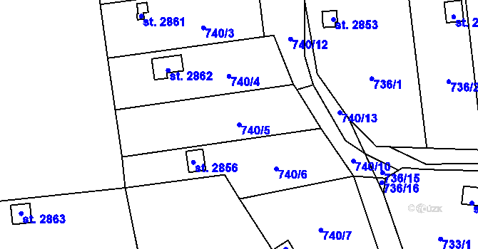 Parcela st. 740/5 v KÚ Humpolec, Katastrální mapa
