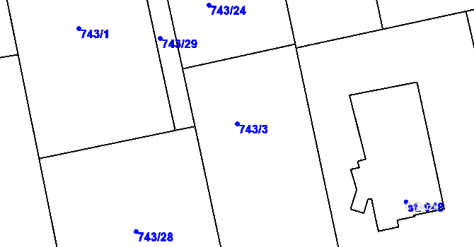 Parcela st. 743/3 v KÚ Humpolec, Katastrální mapa