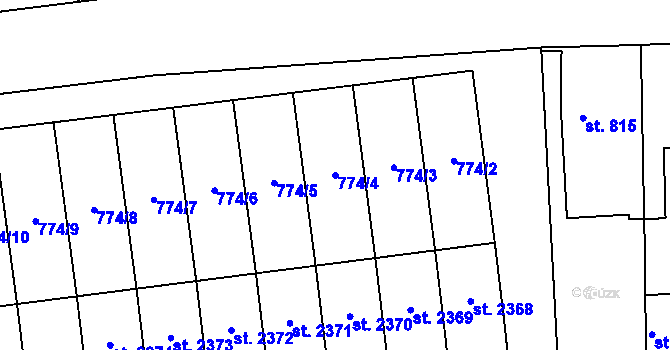 Parcela st. 774/4 v KÚ Humpolec, Katastrální mapa