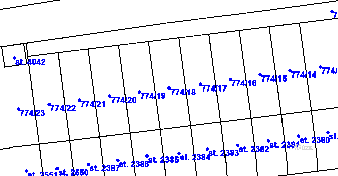 Parcela st. 774/18 v KÚ Humpolec, Katastrální mapa