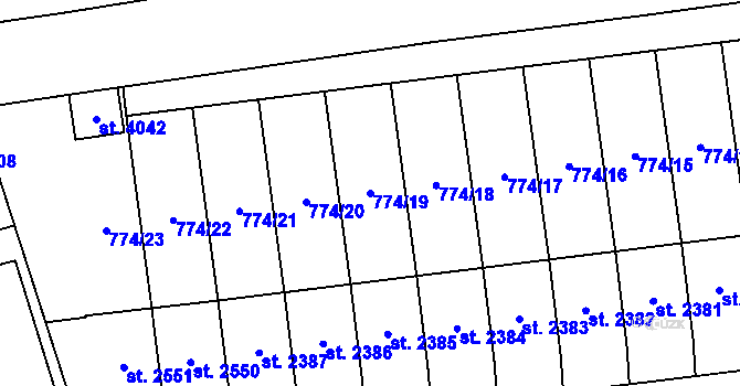 Parcela st. 774/19 v KÚ Humpolec, Katastrální mapa