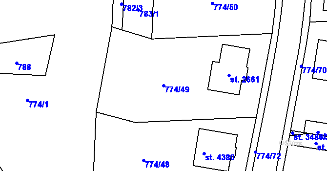 Parcela st. 774/49 v KÚ Humpolec, Katastrální mapa