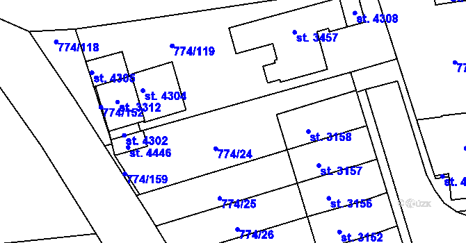 Parcela st. 774/114 v KÚ Humpolec, Katastrální mapa