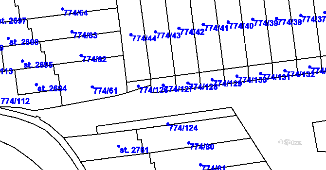 Parcela st. 774/127 v KÚ Humpolec, Katastrální mapa