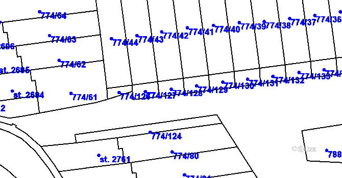 Parcela st. 774/128 v KÚ Humpolec, Katastrální mapa