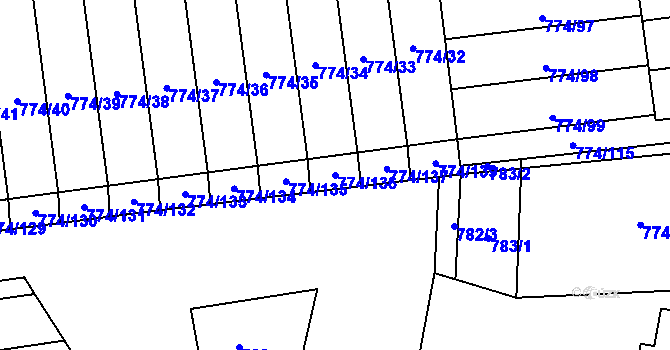 Parcela st. 774/136 v KÚ Humpolec, Katastrální mapa