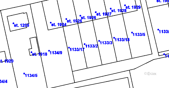 Parcela st. 1133/2 v KÚ Humpolec, Katastrální mapa