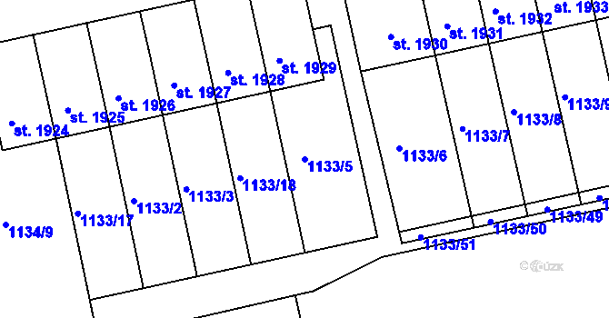 Parcela st. 1133/5 v KÚ Humpolec, Katastrální mapa