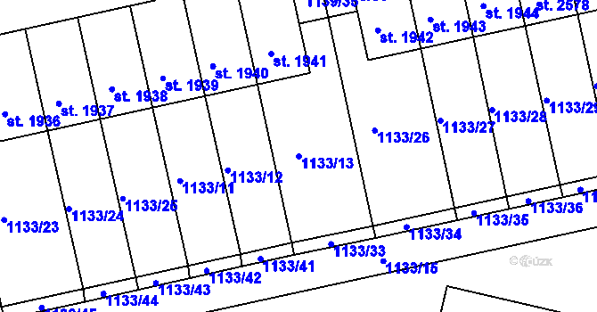 Parcela st. 1133/13 v KÚ Humpolec, Katastrální mapa