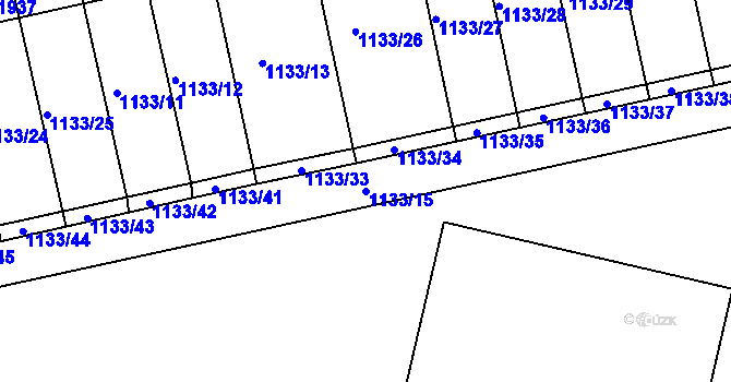 Parcela st. 1133/15 v KÚ Humpolec, Katastrální mapa