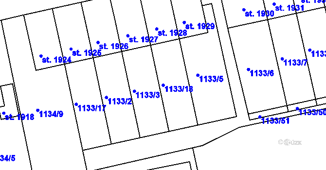 Parcela st. 1133/18 v KÚ Humpolec, Katastrální mapa