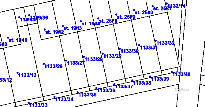 Parcela st. 1133/29 v KÚ Humpolec, Katastrální mapa
