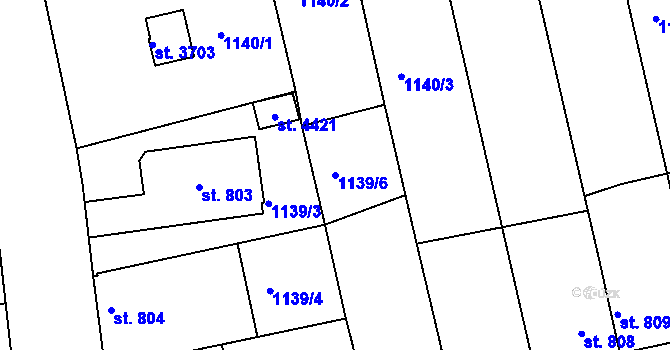 Parcela st. 1139/6 v KÚ Humpolec, Katastrální mapa