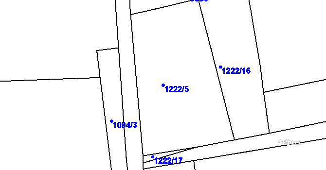 Parcela st. 1222/5 v KÚ Humpolec, Katastrální mapa