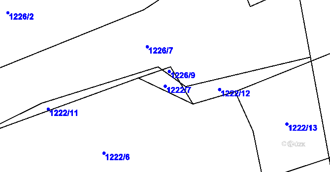 Parcela st. 1222/7 v KÚ Humpolec, Katastrální mapa