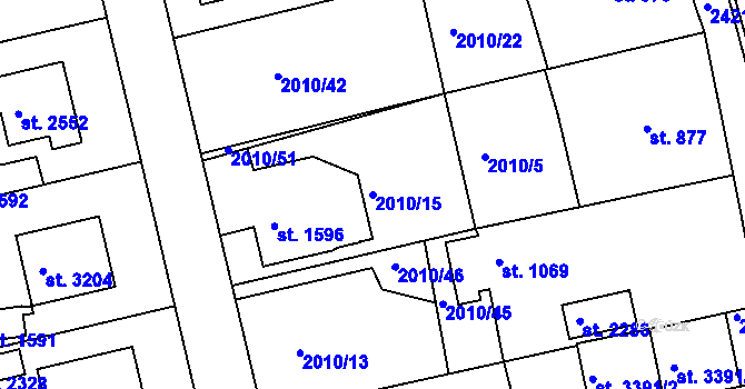 Parcela st. 2010/15 v KÚ Humpolec, Katastrální mapa