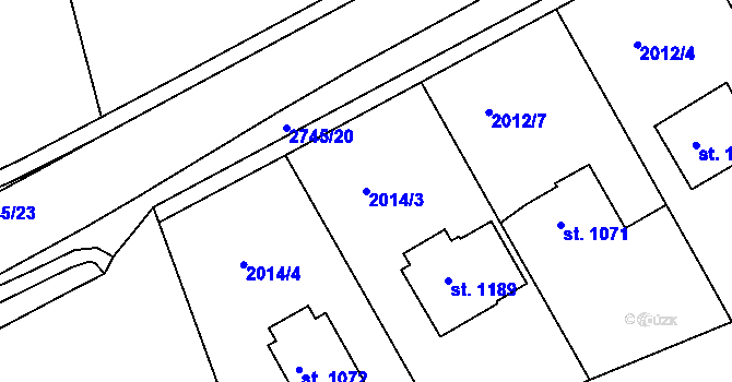 Parcela st. 2014/3 v KÚ Humpolec, Katastrální mapa