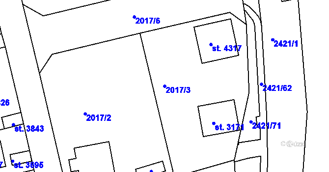 Parcela st. 2017/3 v KÚ Humpolec, Katastrální mapa