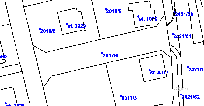 Parcela st. 2017/6 v KÚ Humpolec, Katastrální mapa