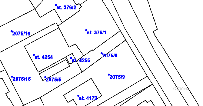 Parcela st. 2075/8 v KÚ Humpolec, Katastrální mapa