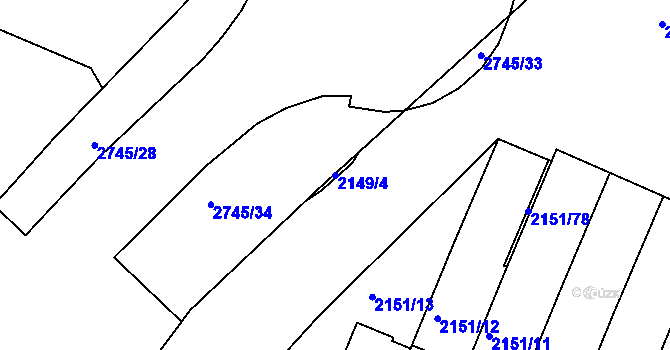 Parcela st. 2149/4 v KÚ Humpolec, Katastrální mapa