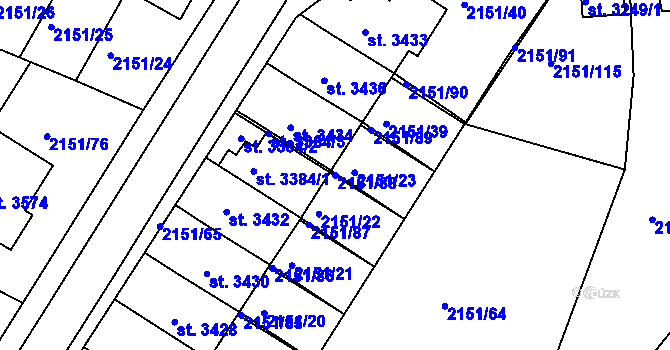 Parcela st. 2151/88 v KÚ Humpolec, Katastrální mapa
