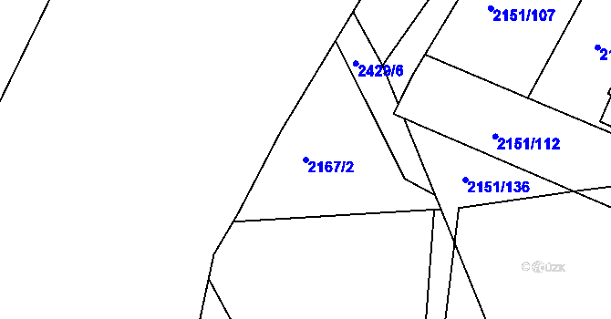 Parcela st. 2167/2 v KÚ Humpolec, Katastrální mapa