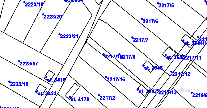 Parcela st. 2217/15 v KÚ Humpolec, Katastrální mapa