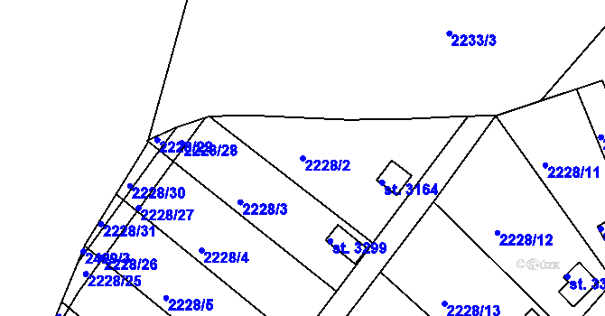 Parcela st. 2228/2 v KÚ Humpolec, Katastrální mapa