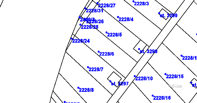 Parcela st. 2228/6 v KÚ Humpolec, Katastrální mapa