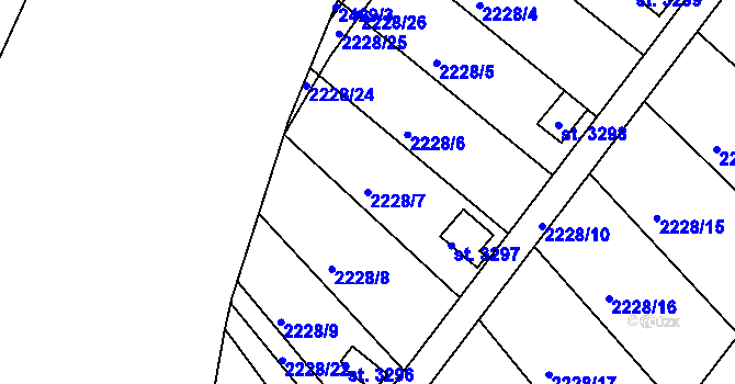 Parcela st. 2228/7 v KÚ Humpolec, Katastrální mapa