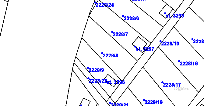 Parcela st. 2228/8 v KÚ Humpolec, Katastrální mapa